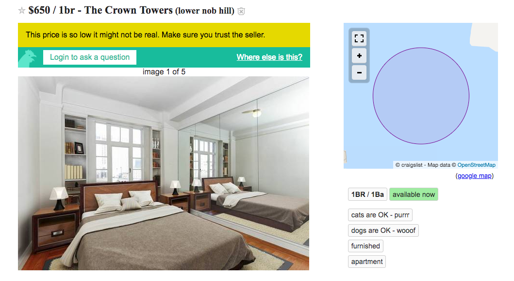 Ilustración para el artículo titulado Determinar si un listado de apartamentos de Craiglist es falso con esta extensión de Chrome